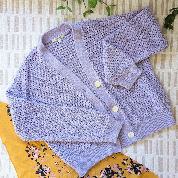 Madewell Sweaters - Madewell Lavender Open-Knit Button Cardigan